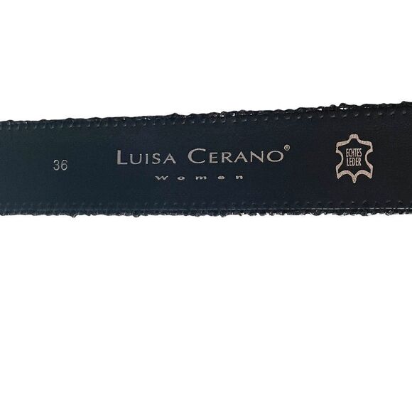 𝅺LUISA CERANO Italy Snakeskin Leather Belt Cream Black 36 EU - Picture 11 of 14